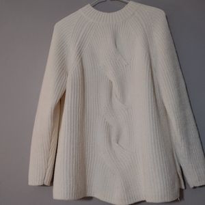 J. Jill Chenille Ivory Sweater Size Medium Petite twist soft cozy